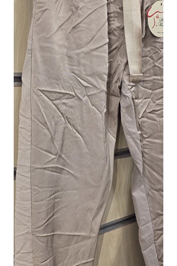 Color Gradient Pants with Belt Plain Pattern - 4