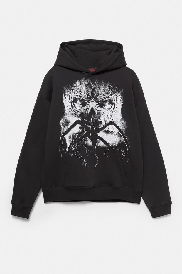 Stranger Things kapüşonlu siyah sweatshirt - 6