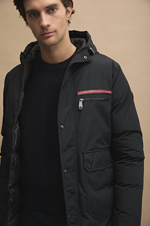 Kapüşonlu Basic Kaban - 4