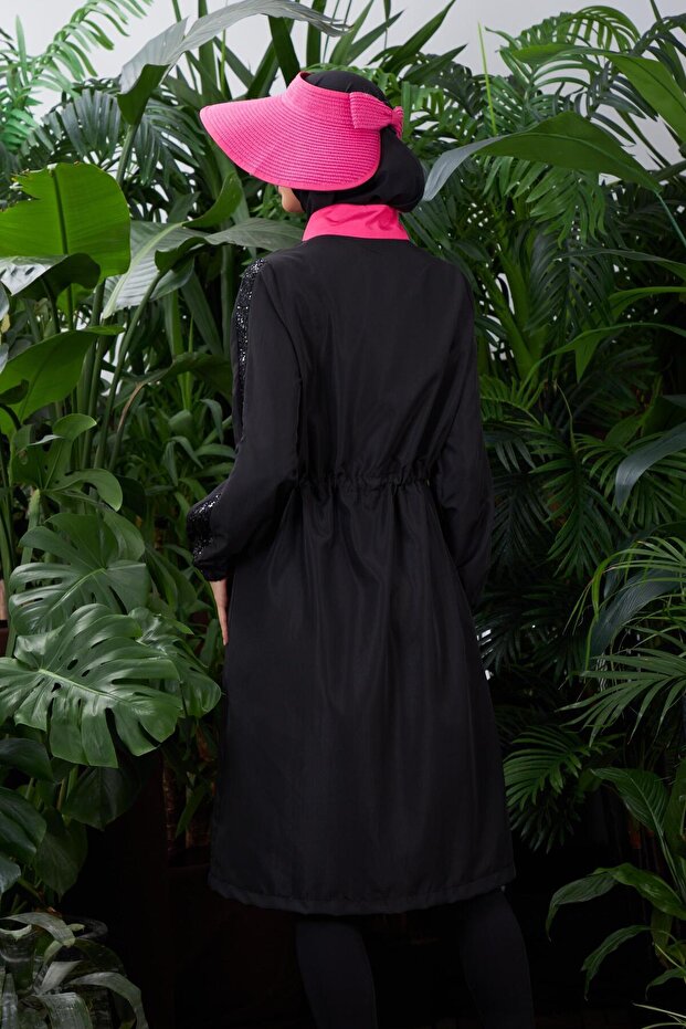 Payet Detaylı Tesettür Mayo - Siyah - 6