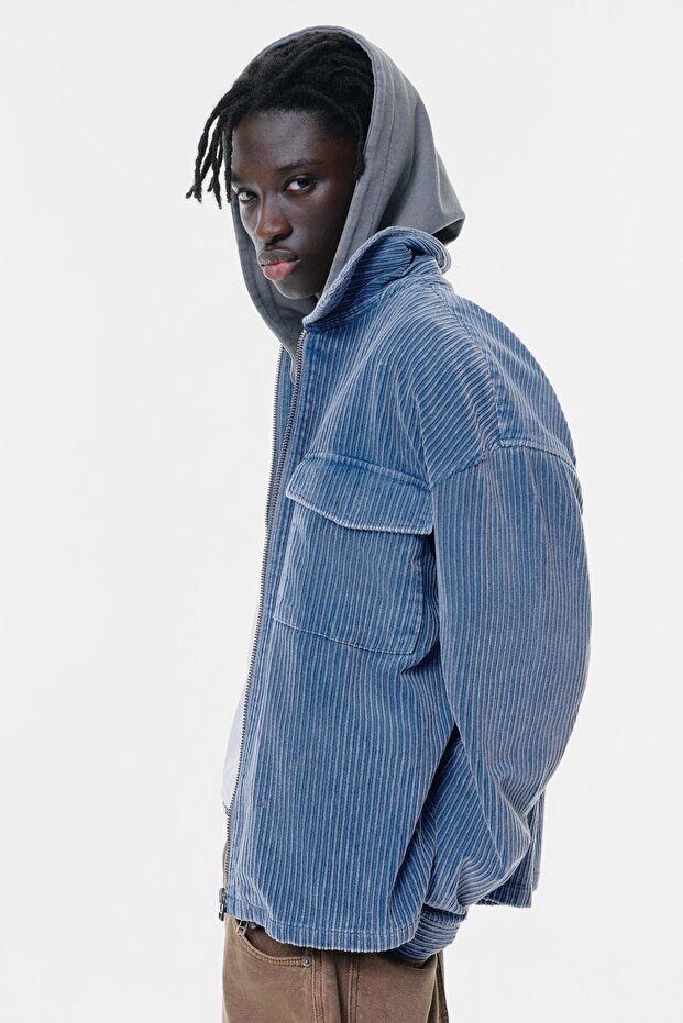 Fermuarlı kadife ince ceket - 2