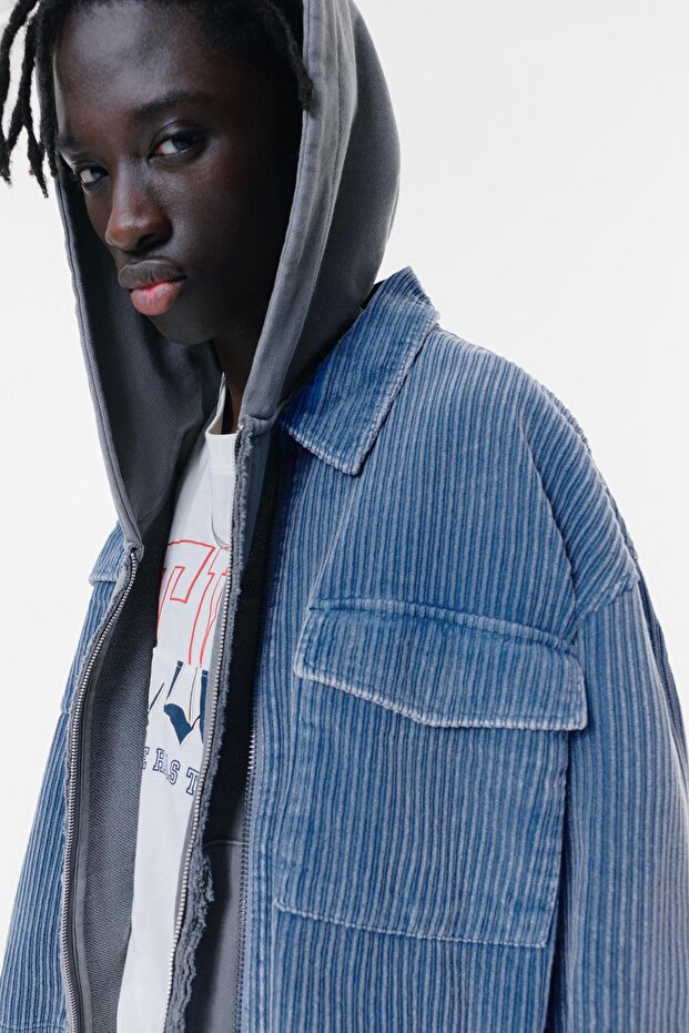 Fermuarlı kadife ince ceket - 4