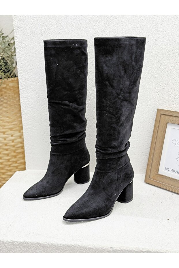 26K3214 Drawn-Up 7cm Thick Heel Boots for Women