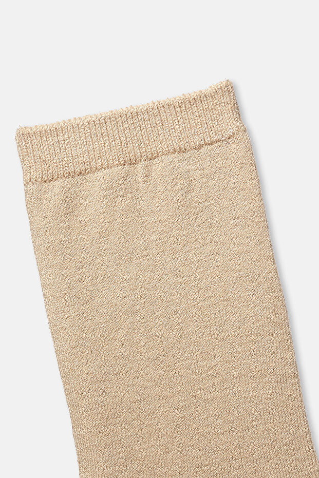 Bej Kadın Yün Karışımlı Basic Çorap - 3