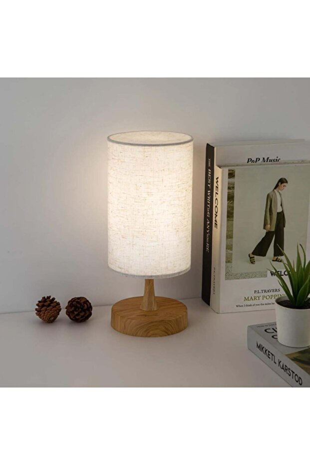 مصباح طاولة بجانب السرير LED- أبيض 14x27x12 سم