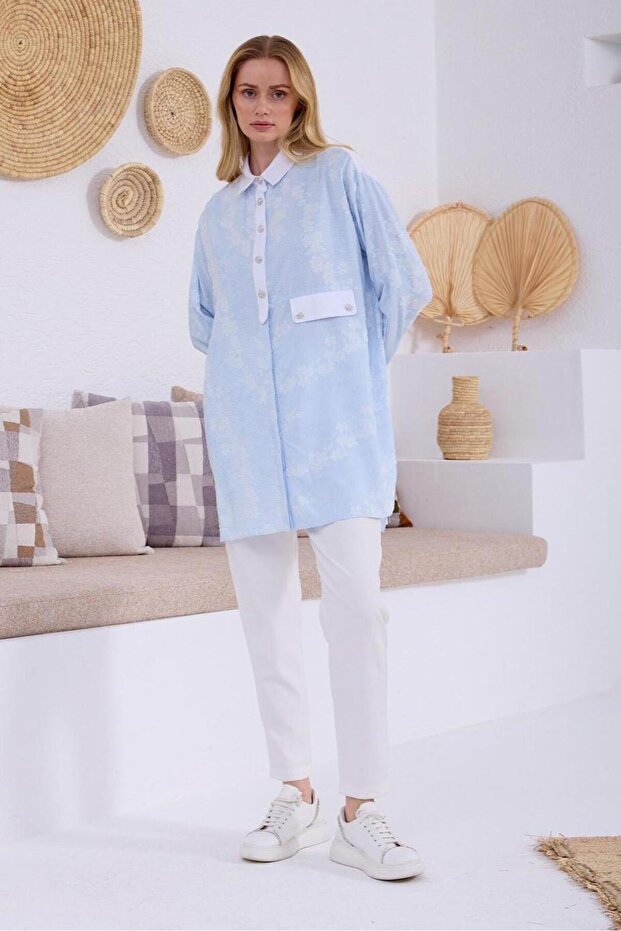 Çizgi Desenli Gömlek Mb11.274 - Mavi - 2