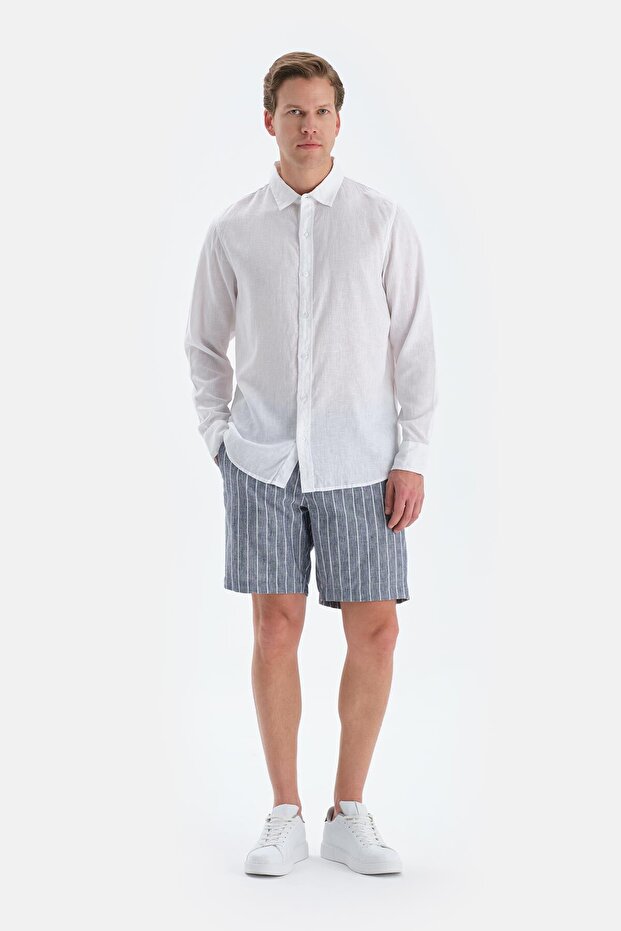 Indigo Çizgili Şort - 4