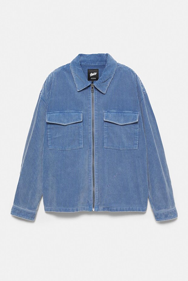 Fermuarlı kadife ince ceket - 7