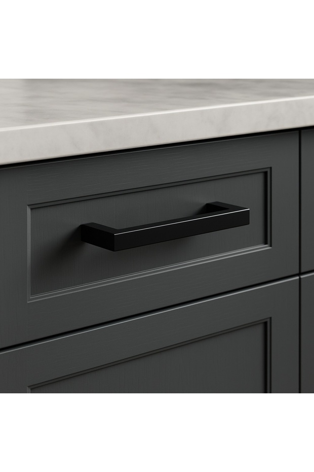 1902.04 Matte Black Furniture Handle 160 mm | Kitchen Cabinet and Drawer Handle