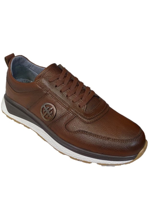 Men's Tan Genuine Leather Lace-Up Casual Shoes Non-Slip Sole Orthopedic 580
