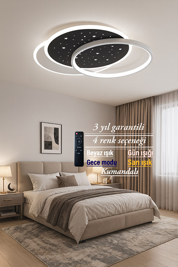 Lucent Plafonyer Modern Üç Halkalı Desenli Avize - 1