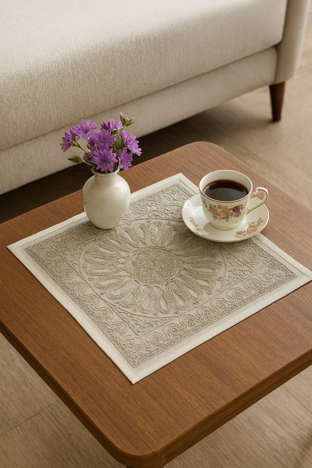 Home Luxury Corduroy Living Room and Coffee Table Set 7 Pieces Gray/Cream