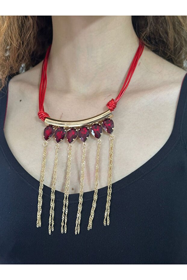 Crystal Stone Chain Tassel Women's Necklace