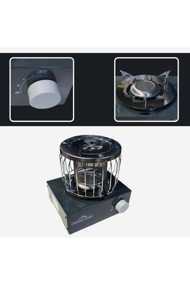 مدفأة غاز وموقد تخييم محمول 2×1 – بقوة 3000 واط - 4
