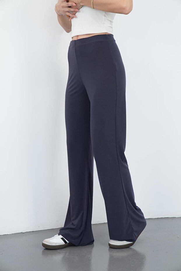 Nira Women's Maxi Size Flared Sandy Trousers-Smoked