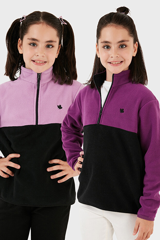 Soft Textured Half Zip Color Block Stand Collar 2-Pack Fleece Children's Polar 5905004S2