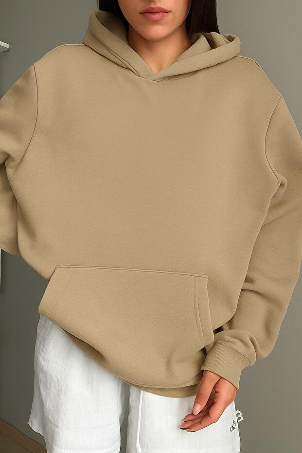 3 Yarn Combed Cotton Unprinted Solid Unisex Hooded Sweatshirt