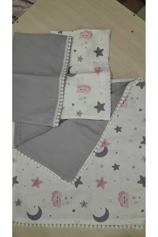 Flannel Fabric Double-Sided Laced Baby Blanket/ 2 Baby Pillows/Baby Blanket