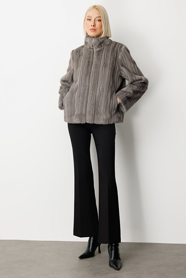 معطف من القطيفة المخططة - 3