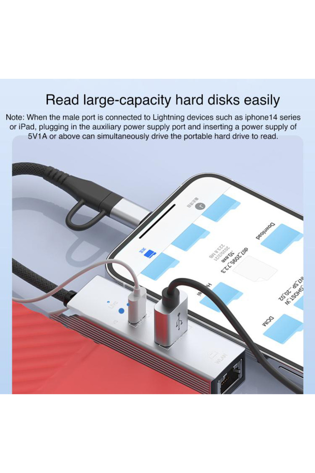 Alüminyum 3in1 Ethernet Adaptör 100Mbps, USB-C & USB-A, WLAN, Klavye & Kulaklık Desteği | LC-31L - 5