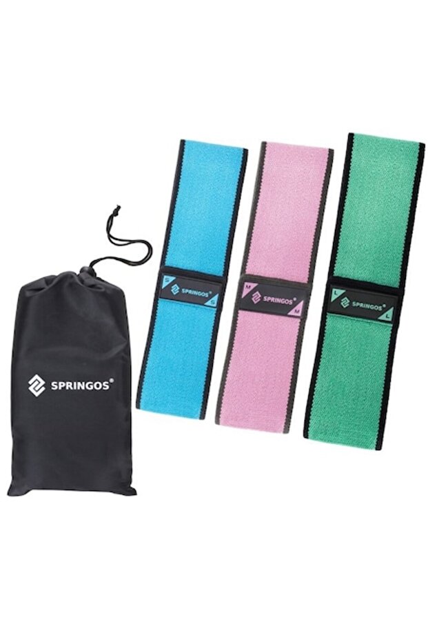 Benzi elastice pentru șold Springos, set de 3 cu rezistență diferită - 1