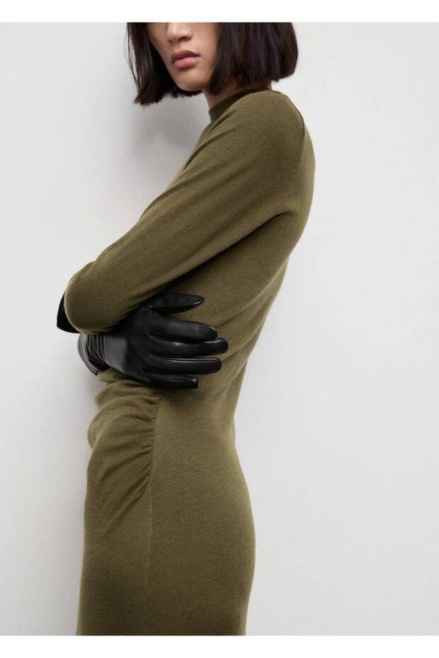 Perkins yakalı triko elbise - 5
