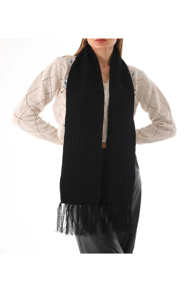 Black Women's Thessaloniki Knitted Scarf, Knitted Scarf, Valentine's Day Gift