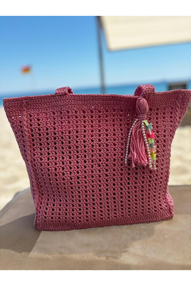 Makrome İp El Örgüsü Omuz Çantası - 1