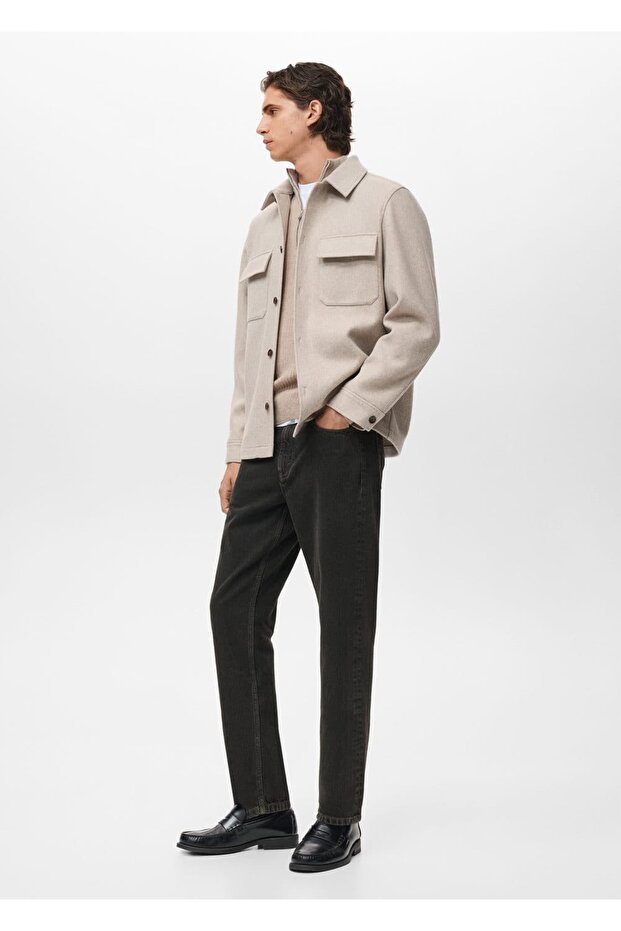 Klapalı cepli yün ceket - 5