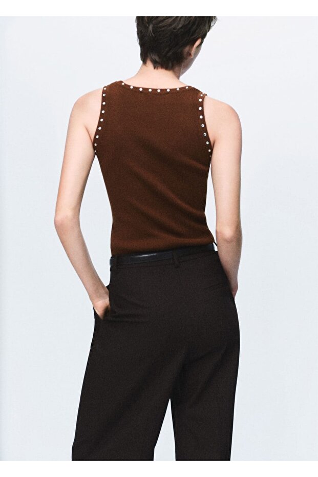 Zımba detaylı triko bluz - 4