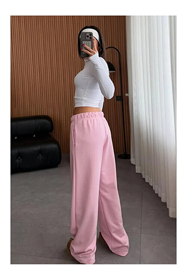 Pembe Bol Paça Kadın Eşofman Altı - 2