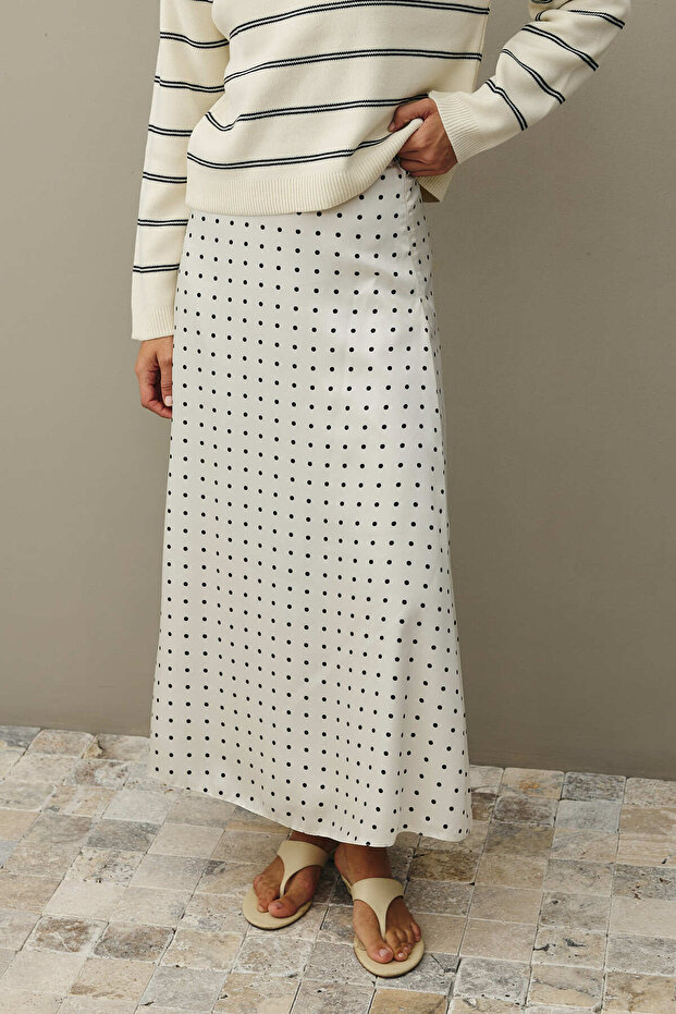 Çizgili Basic Triko Kazak Ekru - 8