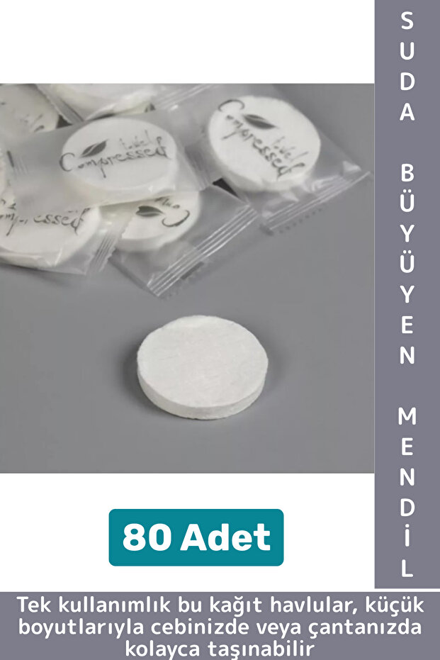 Everyday Pocket Bag Size Office Travel Hygienic Disposable Water Activated Compressed Wipes 80 Pieces