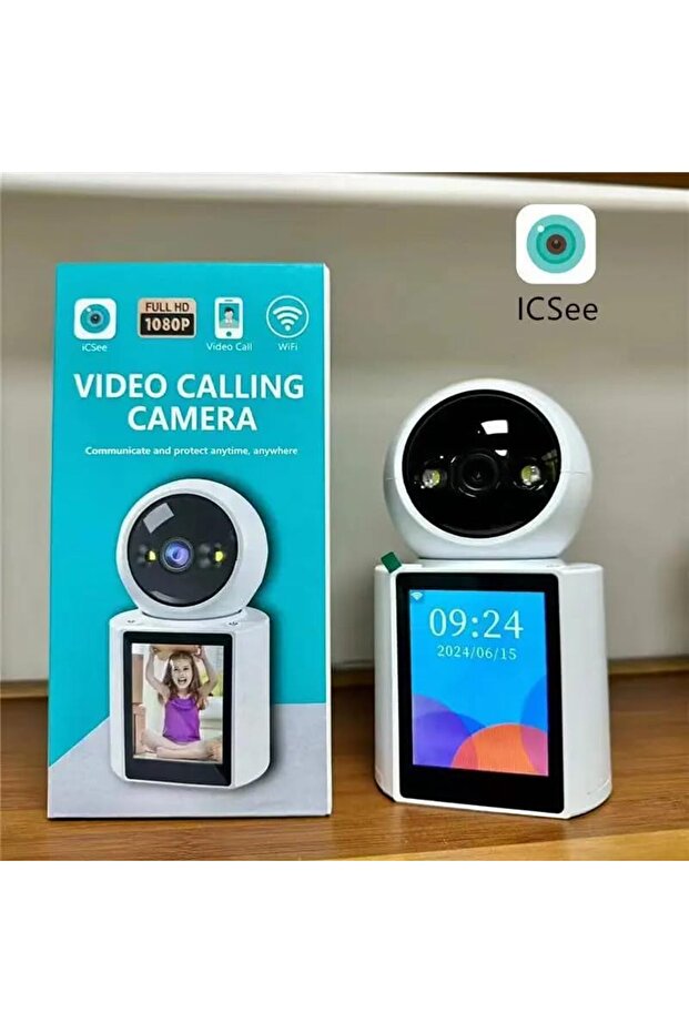 Security Camera i 360°, Night Vision, With Live Video Calling & Recording, Smart Portable LCD Displ - 1