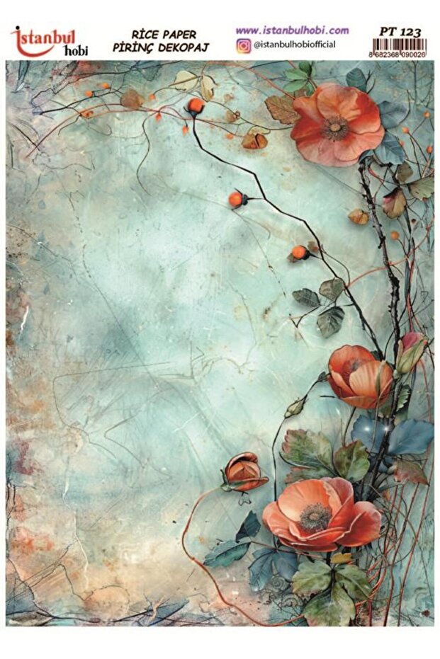 Brass Decopage Paper 30X42Cm Pt-123 Flowers