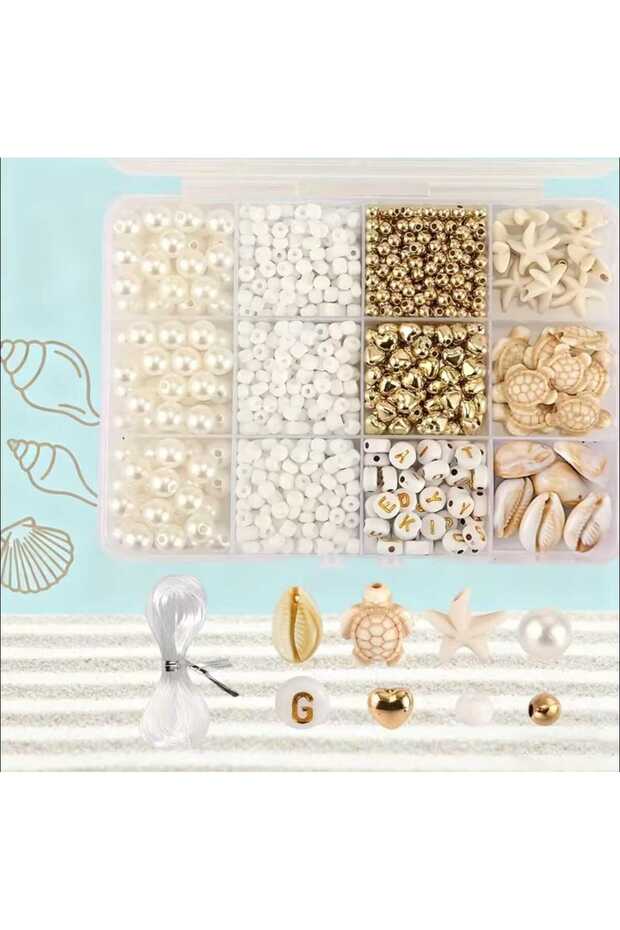 Beach Ocean Series Sand Bead Pearl Bead Letter Bead Spacer Bracelet Necklace Set Material