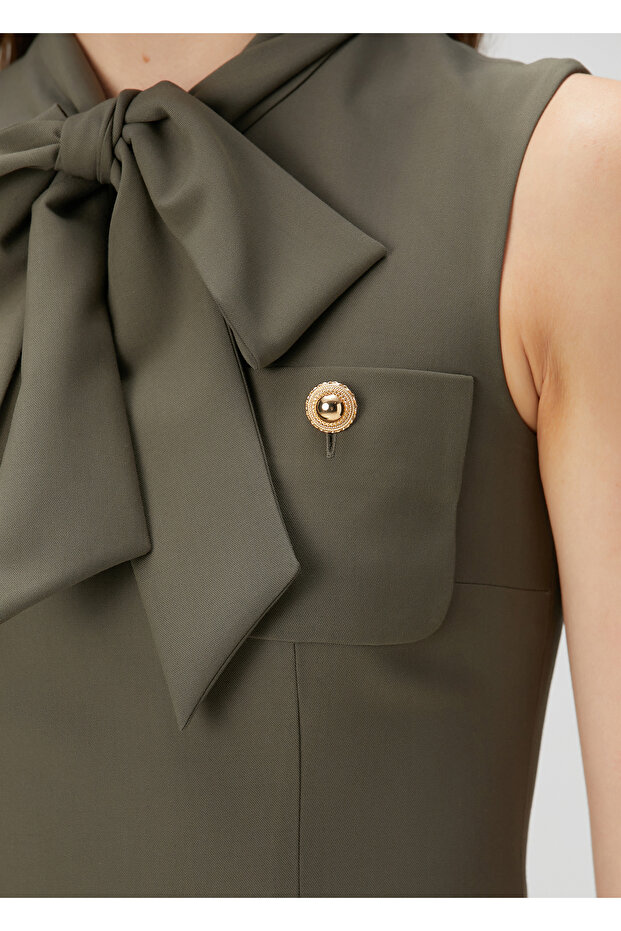 Haki Mini Elbise - 5