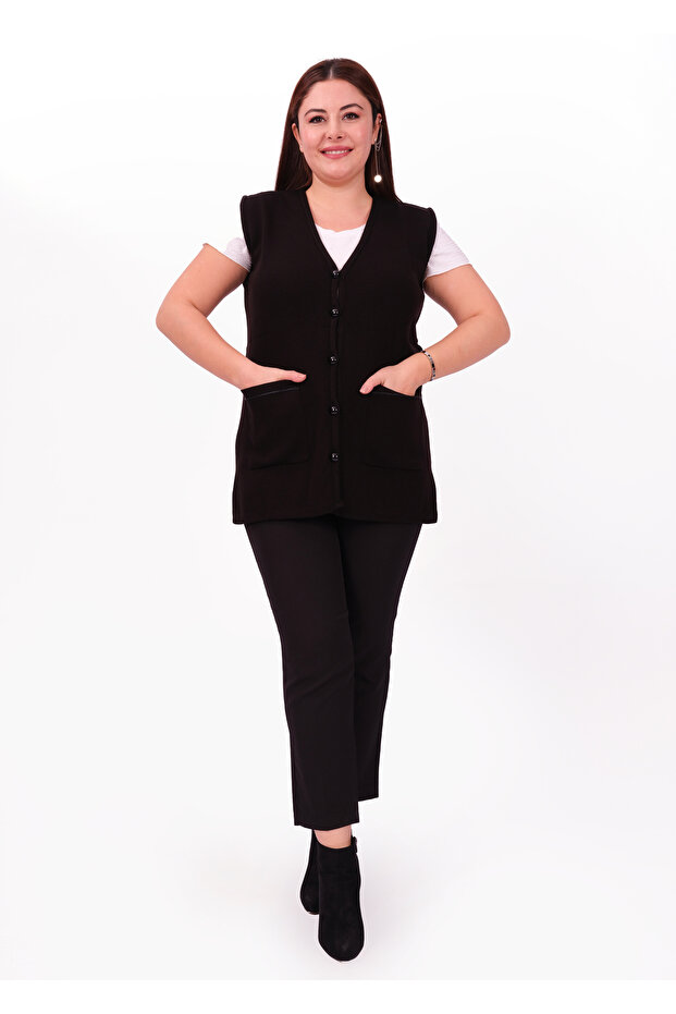 Tesettür Düğmeli Yelek - 1