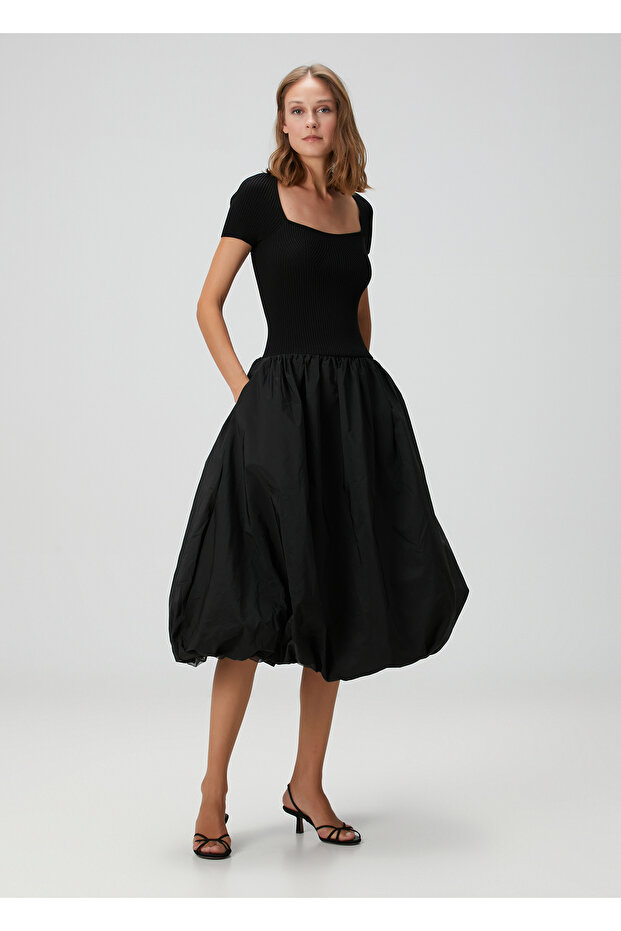 Rubble Siyah Midi Elbise - 1