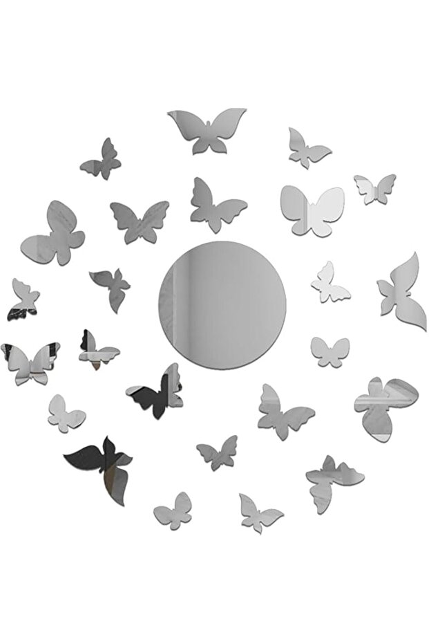 Butterfly Mirror Wall Stickers, 24Pcs 3D Acrylic Mirror Wall Decor Stickers, Mirror Wall Stickers R