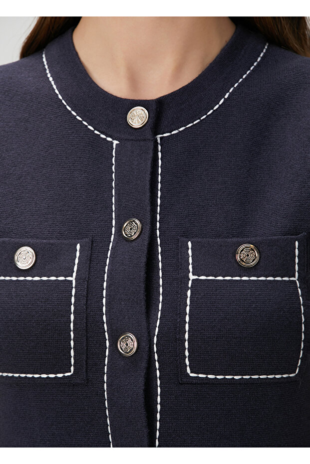 Lacivert Mini Elbise - 5