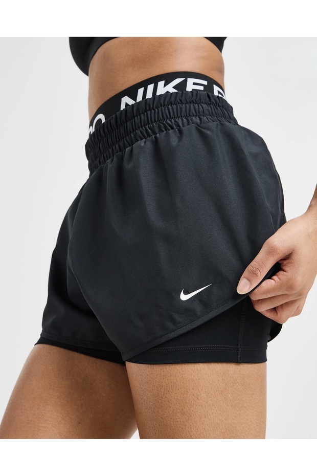 Pro Dri-Fit 2-in-1 Training Yüksek Belli Siyah Kadın Şort - 1