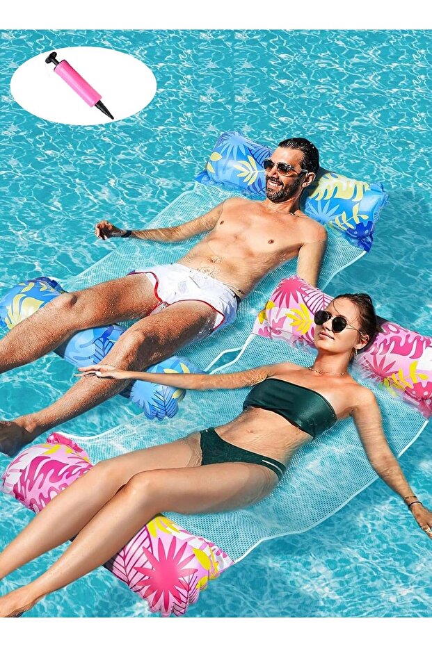 Chillspace 2 Pack Pool Floats with Air Pumps, Inflatable Pool Floaty, 4-in-1 Swimming Inflatable Poo - 1