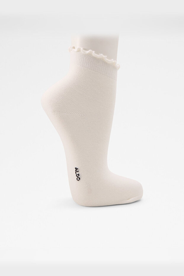FRILLUXE - Kadın Beyaz Örme Çorap - 2