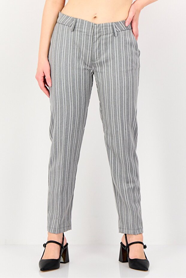 Women Cigarette Fit Stripe Dress Pants, Multicolor