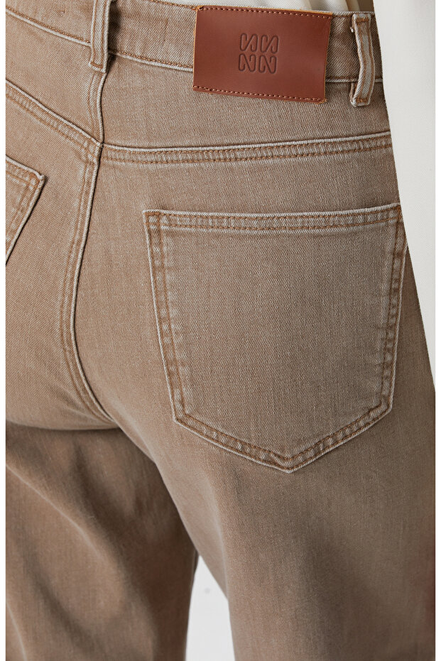 Bej Denim Pantolon - 6