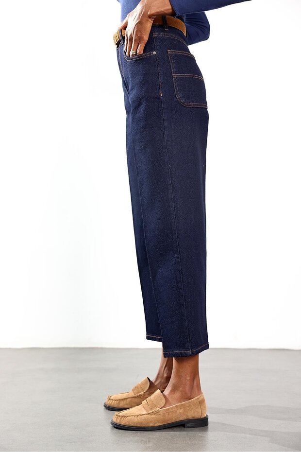 Rins Yıkamalı Yüksek Bel Baggy Jean RM3004 - 5