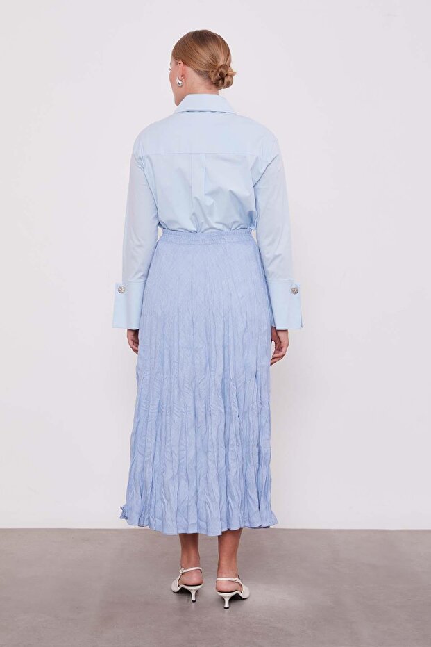 Bebe Mavisi Kırışık Model Etek - 4