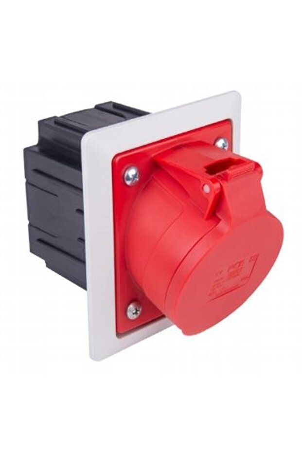 Red 32A 5P Socket with Box and Frame - 1