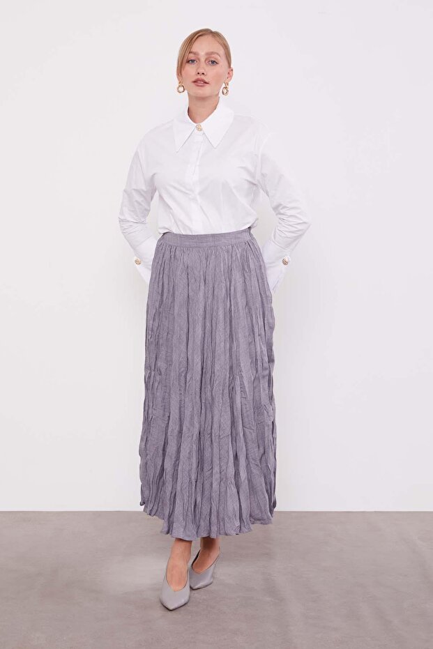 Antrasit Kırışık Model Etek - 2